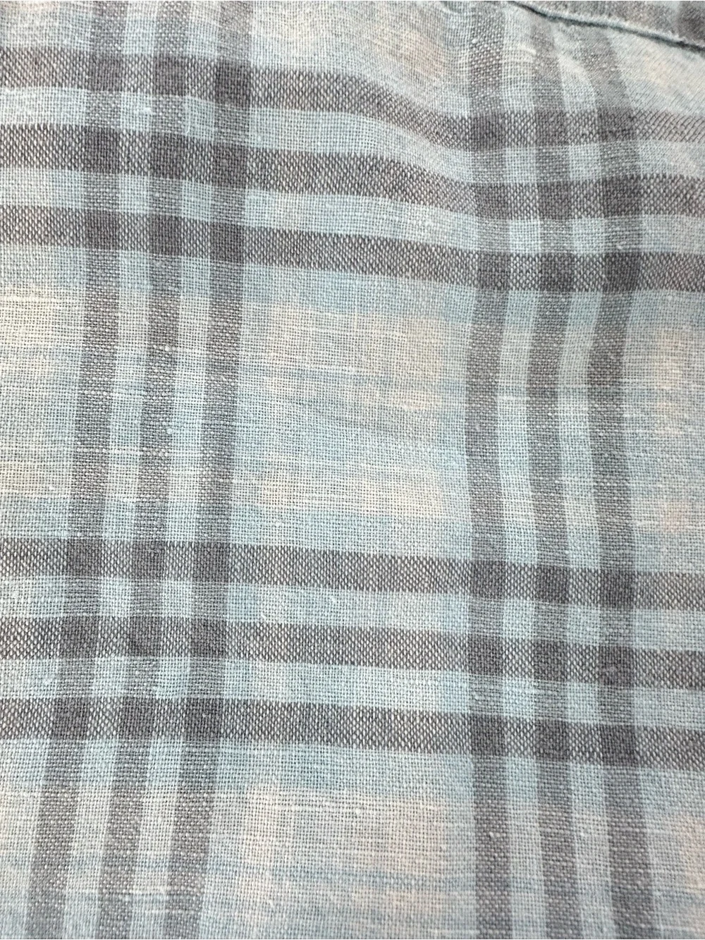 Men’s Banana Republic Light Blue Plaid Linen Blend Long-Sleeve Button-Down Shirt